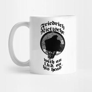 Friedrich Nietzsche with an L.B.D. on his head Mug